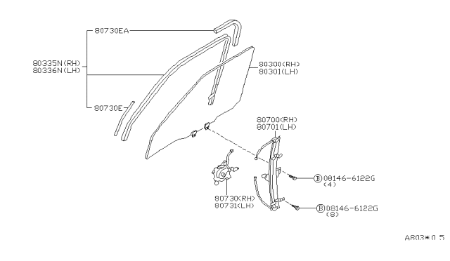 1998 Infiniti QX4 Door Window Regulator Assembly, Left Diagram for 807210W210
