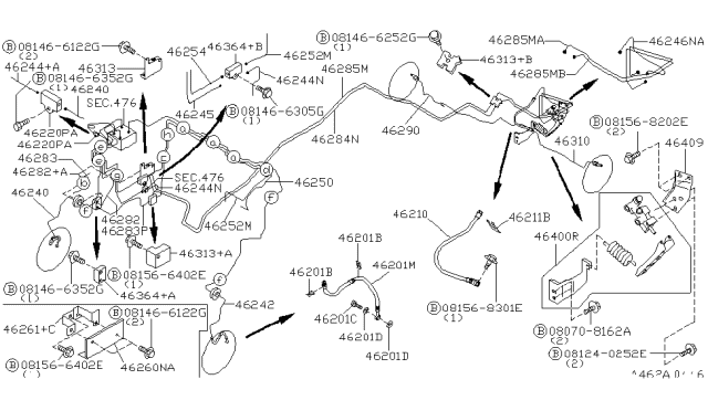 2002 Infiniti QX4  Connector Brake Tube Diagram for 4631301E02