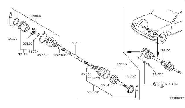 2002 Infiniti QX4 Repair Kit-Dust B00T, Inner Diagram for 3974105U85