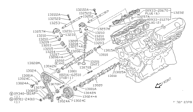 2001 Infiniti QX4  Lifter-Valve Diagram for 132312Y800