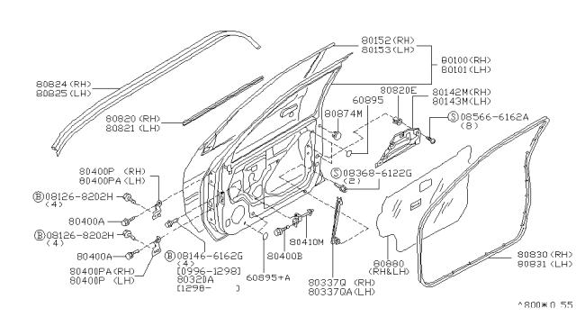 1998 Infiniti QX4 Hinge Assy-Front Door Diagram for 804011M200