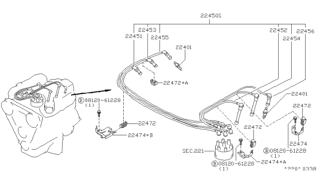 2000 Infiniti QX4 Spark Plug Diagram for 224015M014
