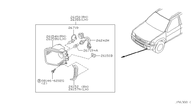 2001 Infiniti QX4  Fog Lamp Bulb Diagram for 26293C9912