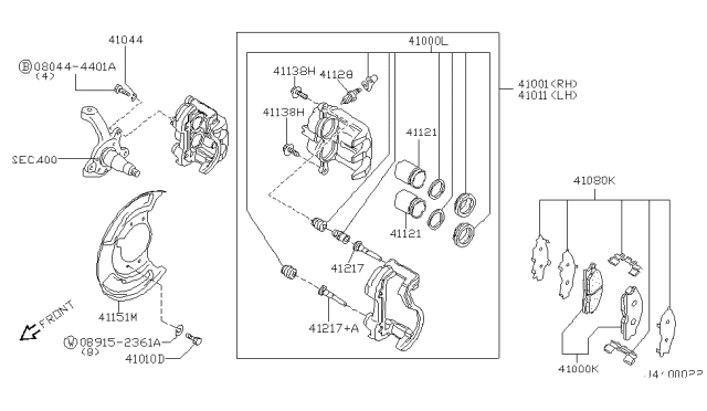 2000 Infiniti QX4  Pin-Bolt Diagram for 411360W700