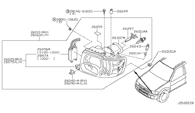2001 Infiniti QX4 Xenon Bulb Diagram for 2629789912