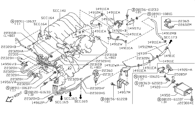 2001 Infiniti QX4  Valve Assy-Control Diagram for 149330Z800
