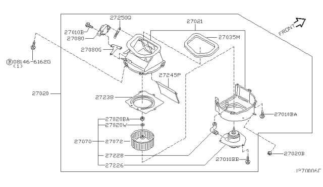 2001 Infiniti QX4  Motor & Fan Assy-Blower Diagram for 272201W600
