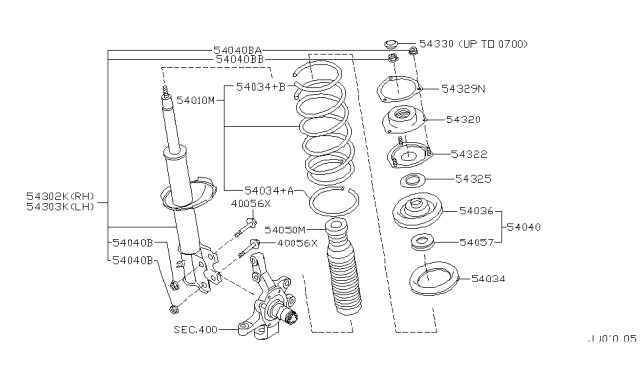 1999 Infiniti QX4 Bolt-Knuckle Arm Diagram for 400560W000