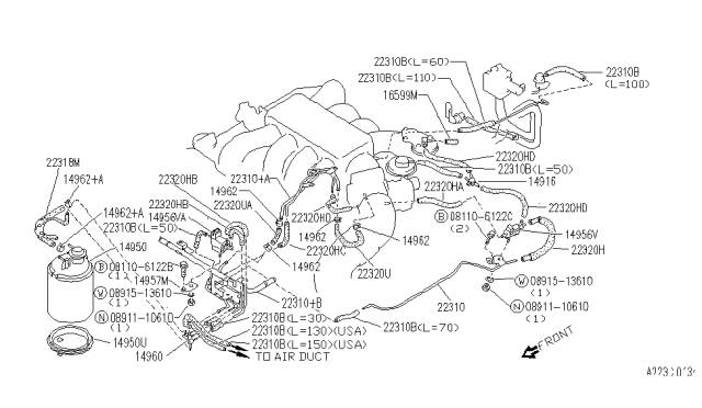1993 Infiniti Q45 Clamp-Hose Diagram for 16439A0600