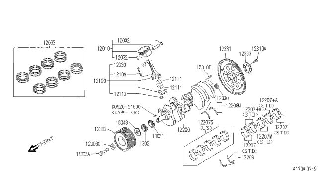 1994 Infiniti Q45  Plate-Crankshaft To Converter Diagram for 1233360U01