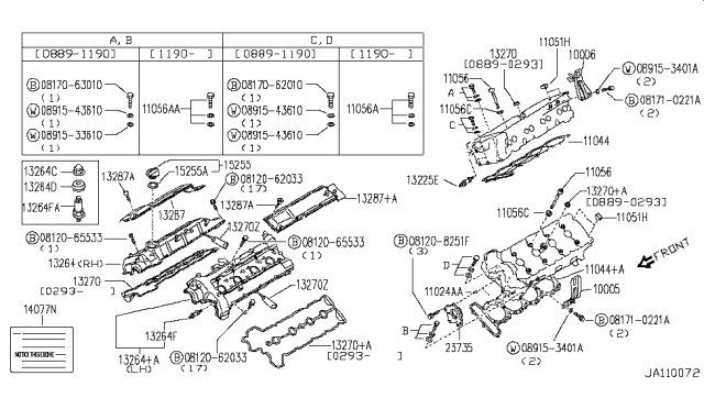 1994 Infiniti Q45  Nut Diagram for 0121700181
