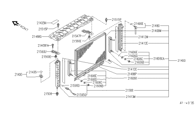 1992 Infiniti Q45 Mounting Rubber-Radiator, Lower Diagram for 2150810V00