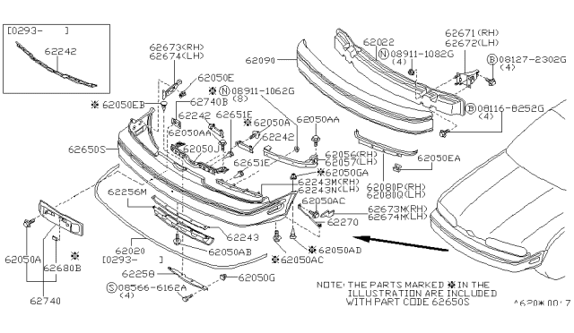 1993 Infiniti Q45  Clip Diagram for 6222861A00