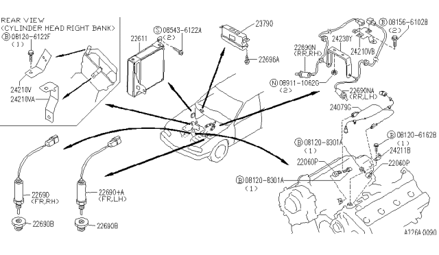 1996 Infiniti Q45  Nut Exhaust Diagram for 20607P6500