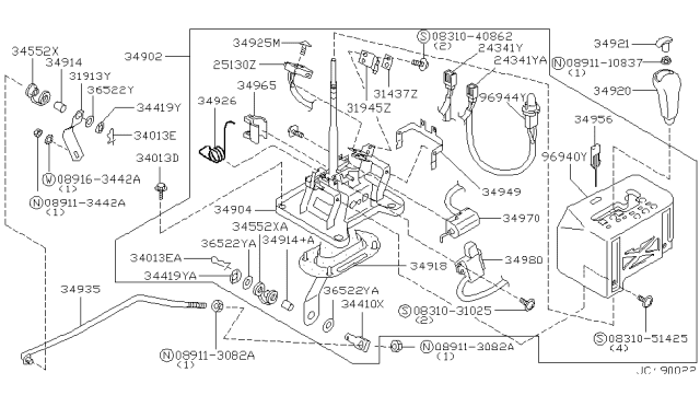 1990 Infiniti Q45  Tube-Cross Diagram for 3491411V00