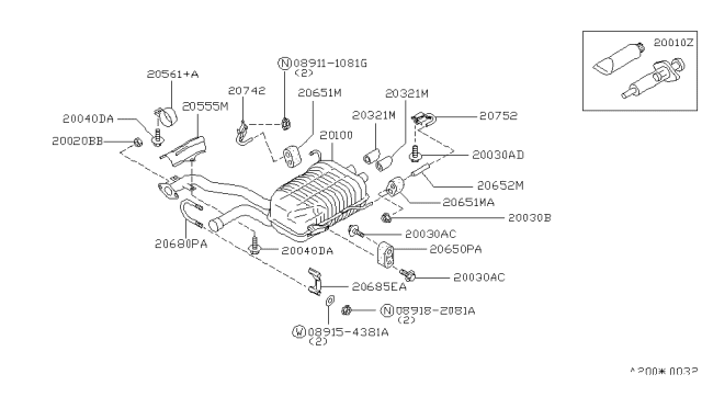 1994 Infiniti Q45  INSULATOR Assembly-Exhaust Mounting Diagram for 2065160U00