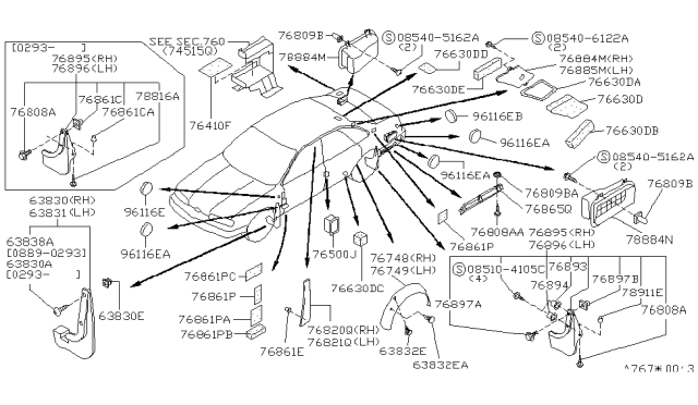 1993 Infiniti Q45  Clip Diagram for 6385401A00