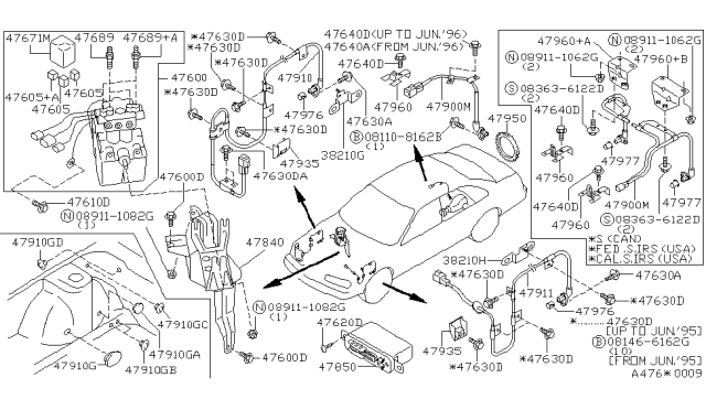 1994 Infiniti Q45  Relay Assembly-ACTUATOR Motor Diagram for 4760517V00
