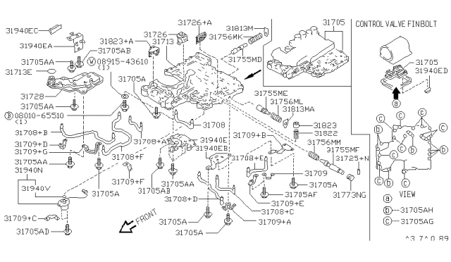 1992 Infiniti Q45  Automatic Transmission. Oil Filter Assembly Diagram for 3172641X00