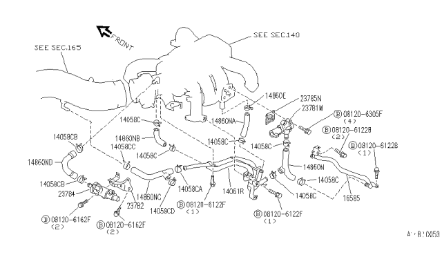 1996 Infiniti Q45  Clamp-Hose Diagram for 1643964U00