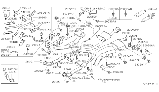 1994 Infiniti Q45  Gasket Catalyst Diagram for 2069202E00