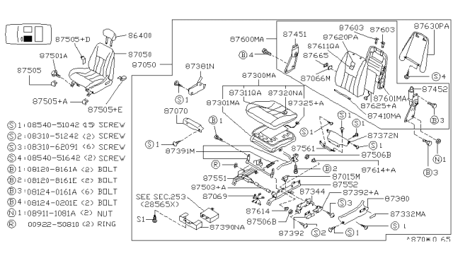 1995 Infiniti Q45  Screw Diagram for 0854051642