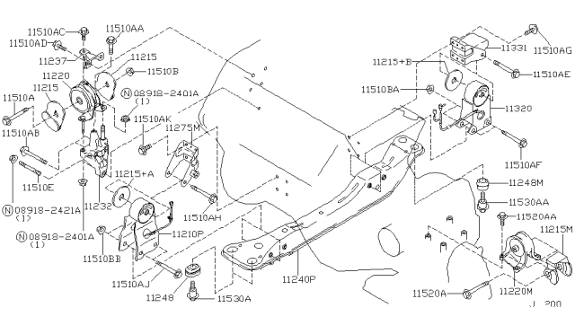 2004 Infiniti I35 Insulator-Engine Mounting, Rear Diagram for 113202Y000