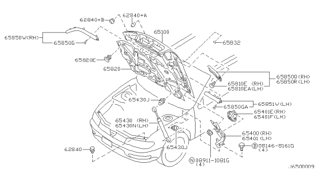 2001 Infiniti I30 Bumper-Hood Diagram for 6582950A00