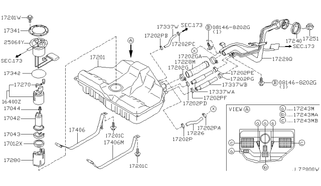 2001 Infiniti I30  Fuel Gauge Sending Unit Diagram for 250602Y900