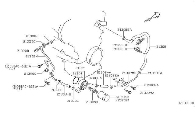 2001 Infiniti I30  Gasket-Eye Bolt Diagram for 1518943U00