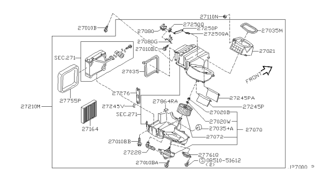 2000 Infiniti I30  Motor & Fan Assy-Blower Diagram for 272202Y900