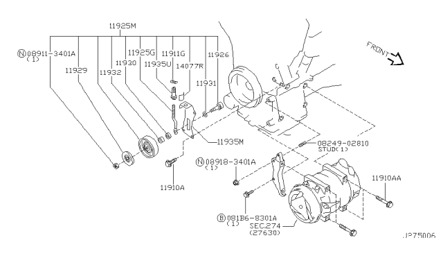 2004 Infiniti I35  Bolt Diagram for 081B68301A