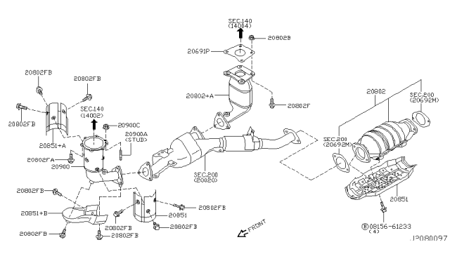 2004 Infiniti I35 Three Way Catalytic Converter Diagram for B08A15Y700