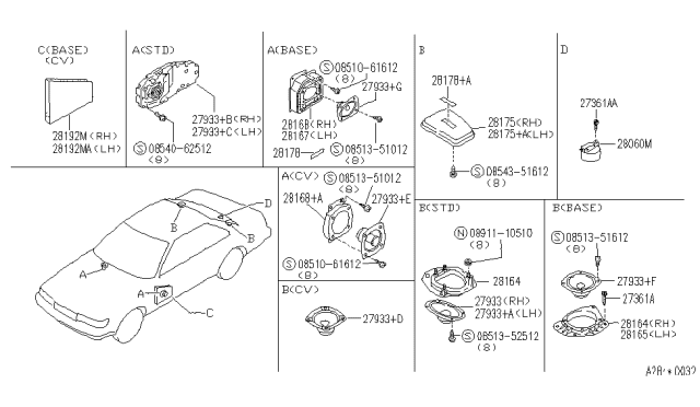 1991 Infiniti M30  Screw Diagram for 0854351612