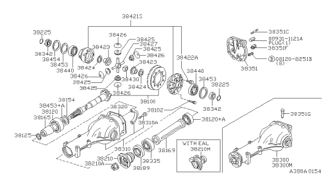 1991 Infiniti M30  Clip Side YOKE Diagram for 38225N3100