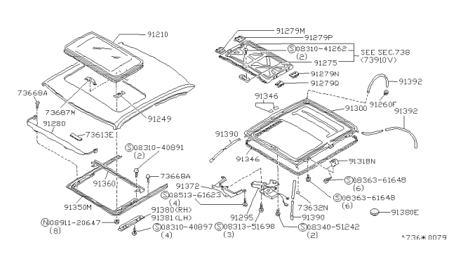 1990 Infiniti M30 Cover Hole Diagram for 64894W0500