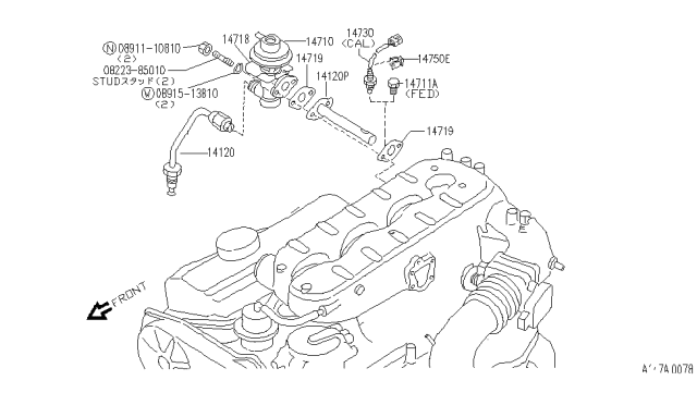 1991 Infiniti M30  Stud Diagram for 0822385010