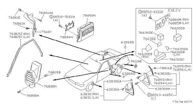 1990 Infiniti M30 Grommet Diagram for 64822M3000