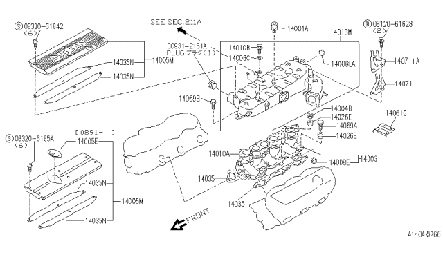 1991 Infiniti M30  Gasket-Manifold Diagram for 14035V5202