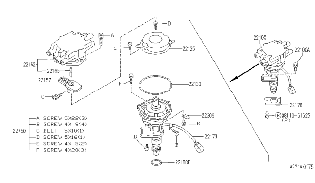 1990 Infiniti M30 Cap Assembly Diagram for 2216221P01