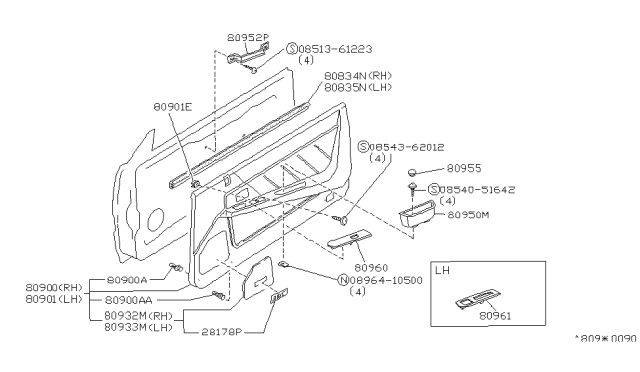 1990 Infiniti M30 GROMMET Screw Diagram for 0128100431