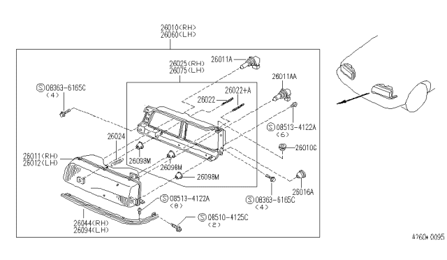 1991 Infiniti M30  Bulb Diagram for 2629689905