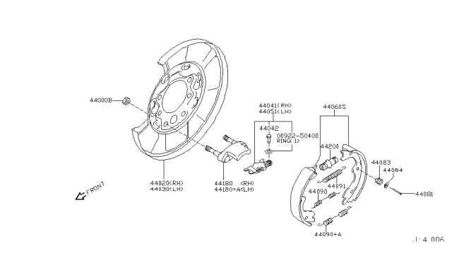 2005 Infiniti Q45 ADJUSTER Assembly - Rear Brake Diagram for 442009Y000
