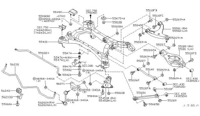 2002 Infiniti Q45  Bolt-Fix, Link Diagram for 55080AG005