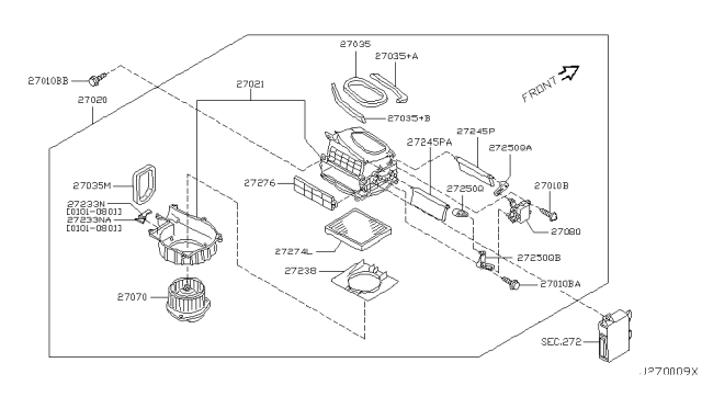 2002 Infiniti Q45  Motor & Fan Assembly - Blower Diagram for 27225AM600