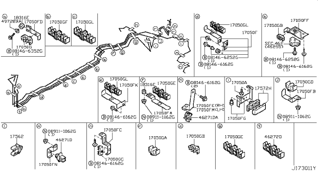 2006 Infiniti Q45  Clip Diagram for 46272AL500