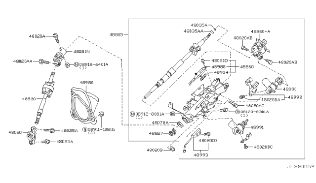 2005 Infiniti Q45  Bolt-Hex Diagram for 081208301A