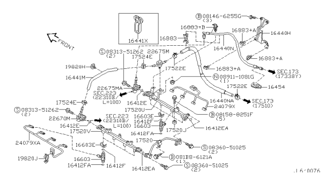 2002 Infiniti Q45  Clamp Injector Diagram for 175715L300