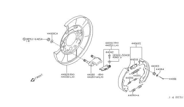 2002 Infiniti Q45  Adjuster Assy-Rear Brake Diagram for 44200AR000