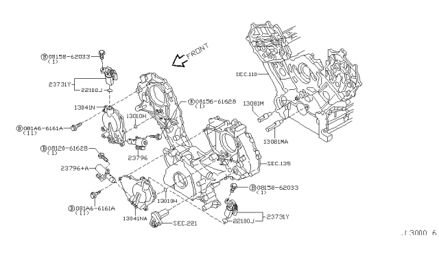 2002 Infiniti Q45 Crankshaft Position Sensor Diagram for 237312Y522